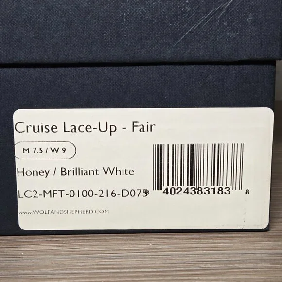Wolf & Shepherd Cruise Lace-Up Fair Sneakers M7.5 / W9 Honey Leather White Sole - Picture 12 of 12